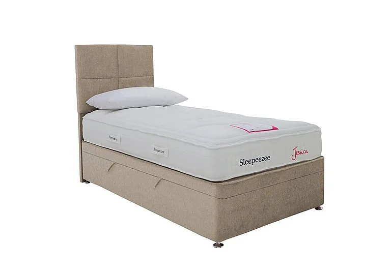 Jessica Side Ottoman Divan Set - Single - Tweed Biscuit