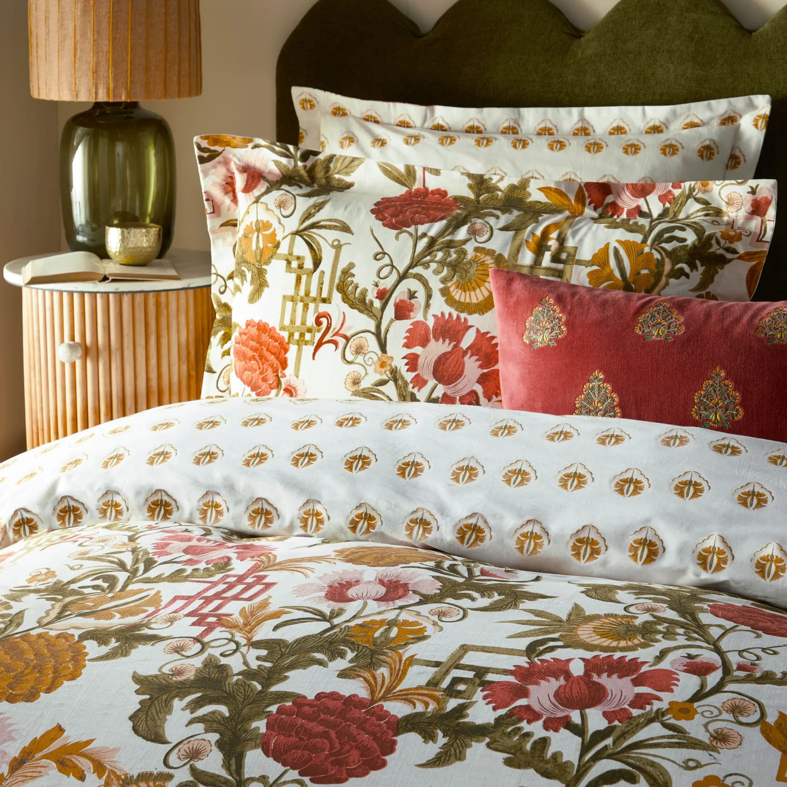 Paoletti Seventy Three Ishana Floral Duvet Cover Set in Burnt Orange 2