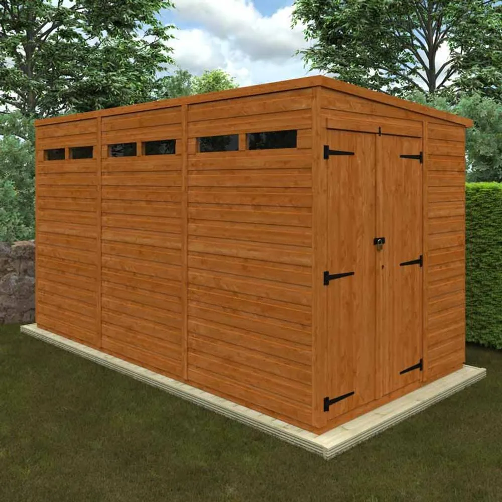 Buttercup Farm 12x6 Flex Pent Security Doubel Door 12mm Flex - L353.8xW175xH203 cm in Burnt Orange 2