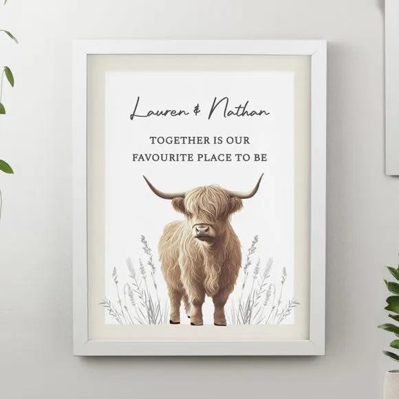 Personalised Highland Cow Poster Frame 1
