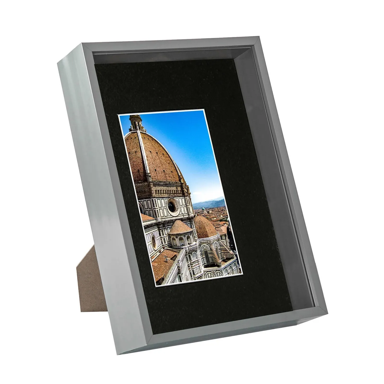 Nicola Spring 3D Deep Box Frame with A5 Mount - A4 (8" x 12") - Black in Grey