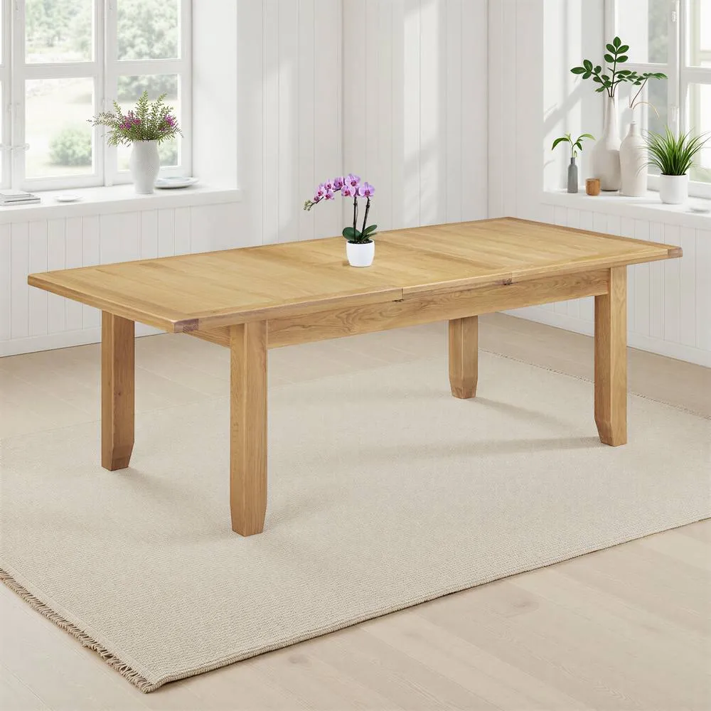 Seconique Windsor Pebble Grey Large Extending Dining Table (Part Assembled) in Light Oak 1