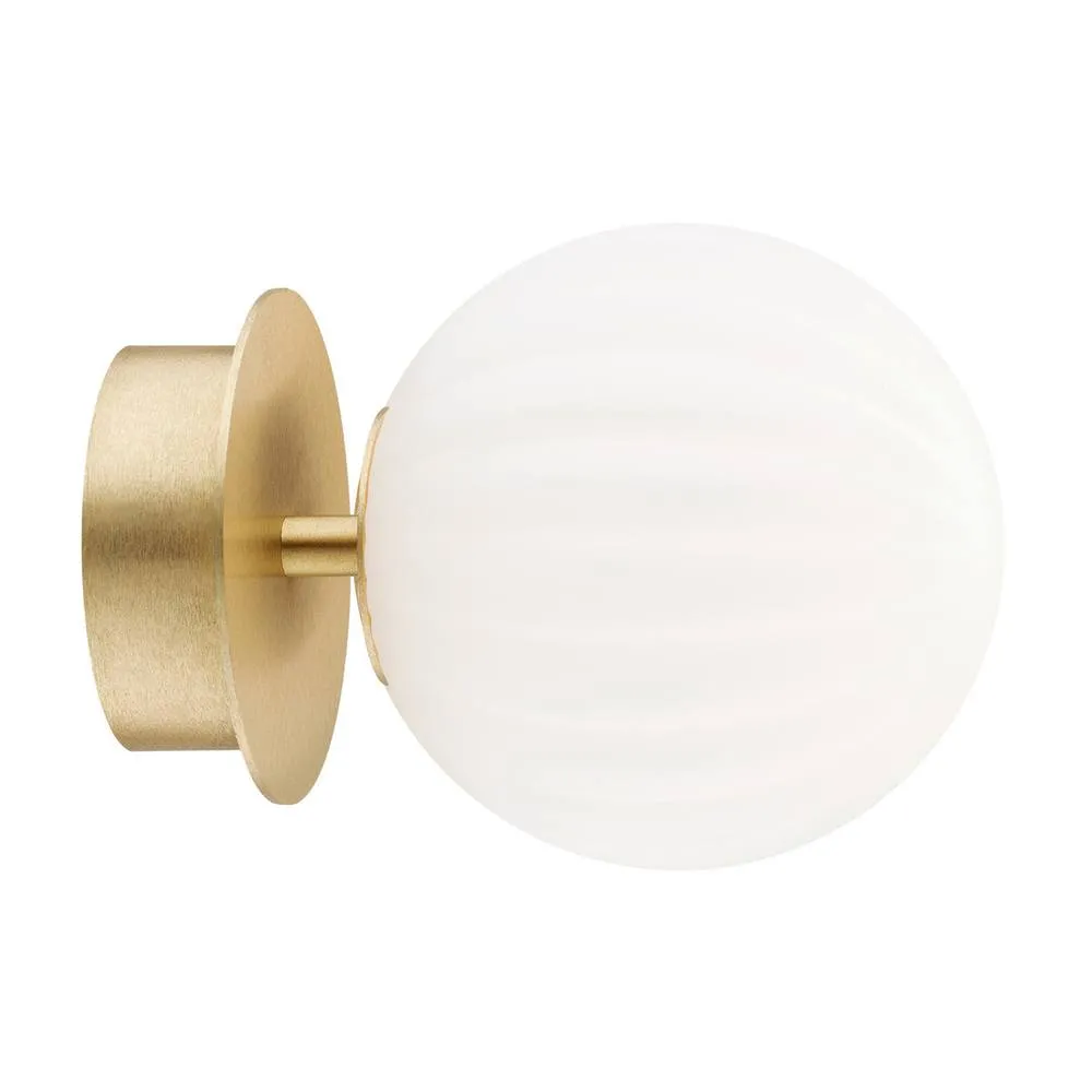 Netlighting Paloma Wall Lamp Opal Matt (Fluted) Brushed Brass in White