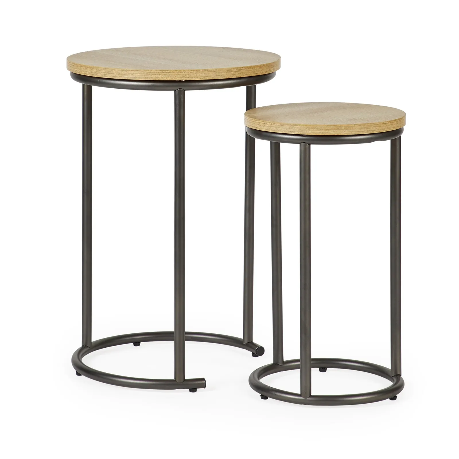 Fulton Oak Effect Nest of Tables Brown and Grey