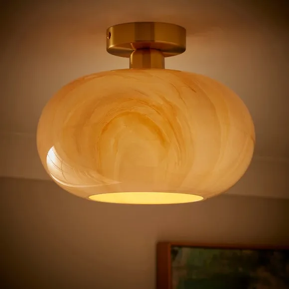 Lacey Alabaster Semi Flush Ceiling Light 2