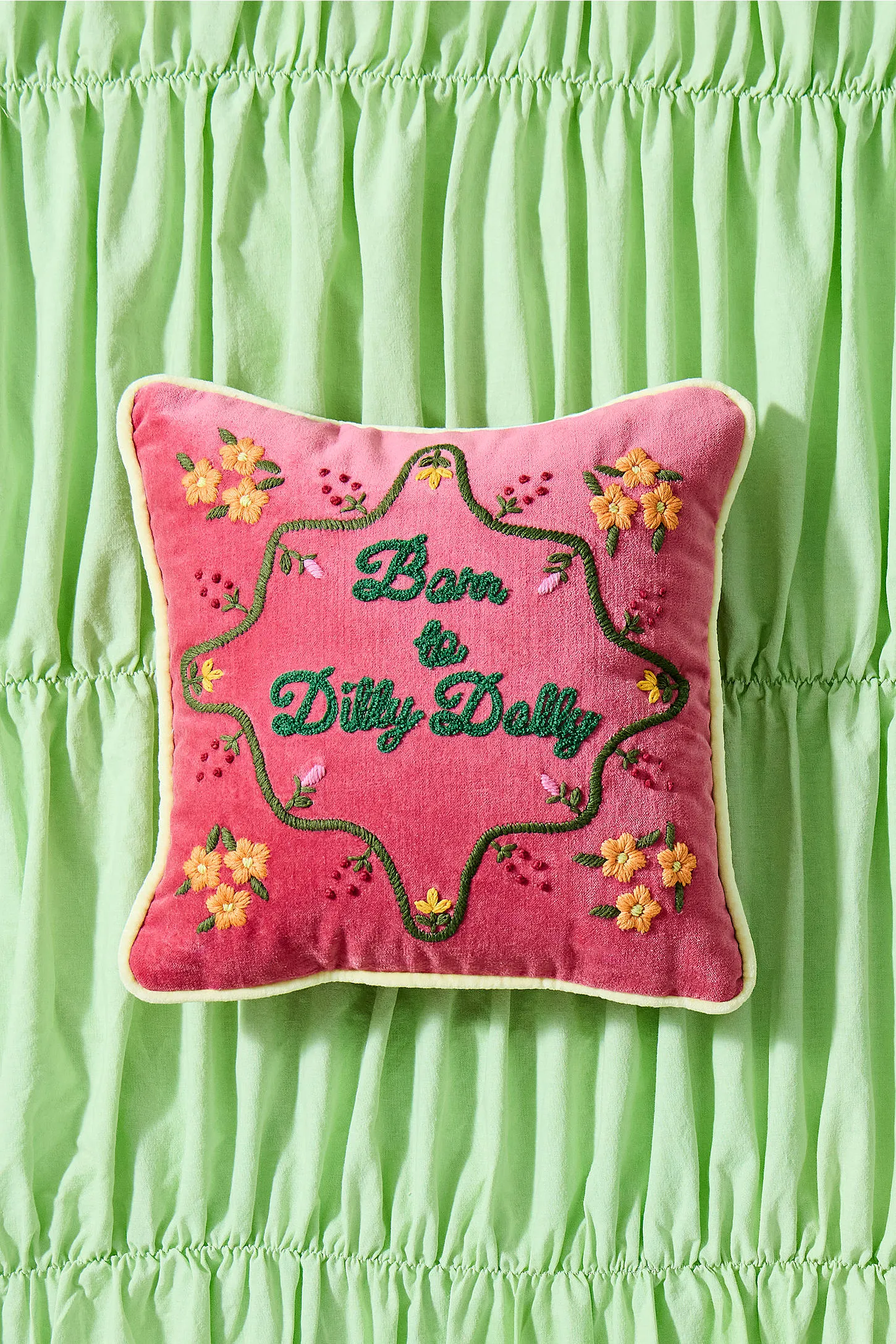 Born To Dilly Dally Cushion - Pink