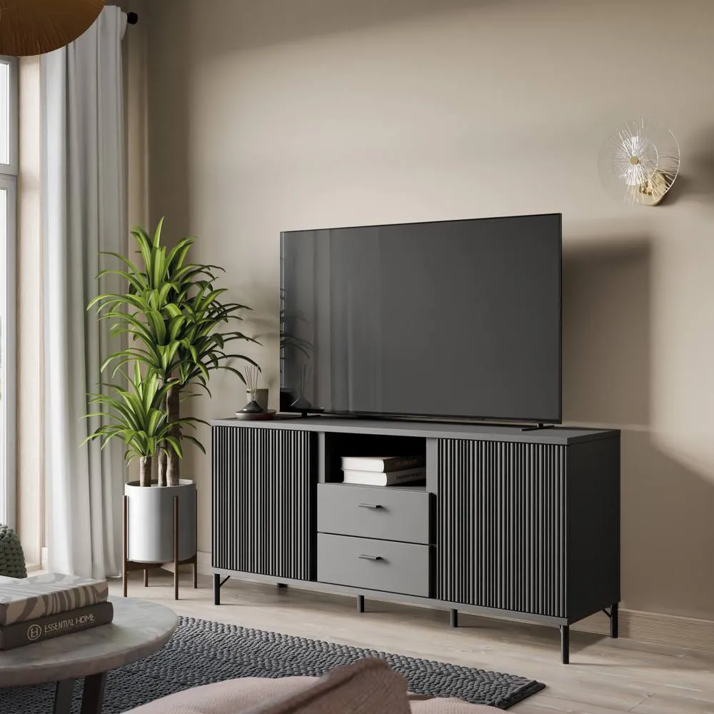 Furniture To Go Lusaka TV Cabinet 2 Door 2 Drawer in Black Graphite 4
