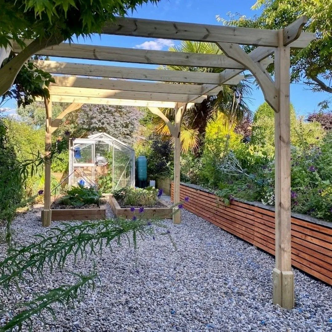 Rutland County Garden Furniture Ltd Premium Pergola - Wood - L180 x W180 x H270 cm - Rustic Brown in Light Green 3