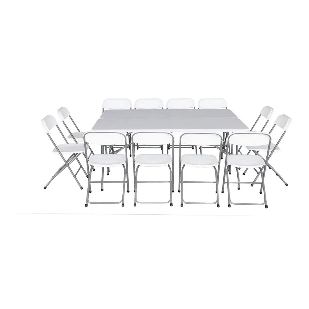 sweeek Pair of folding plastic reception tables with 12 chairs in White 5