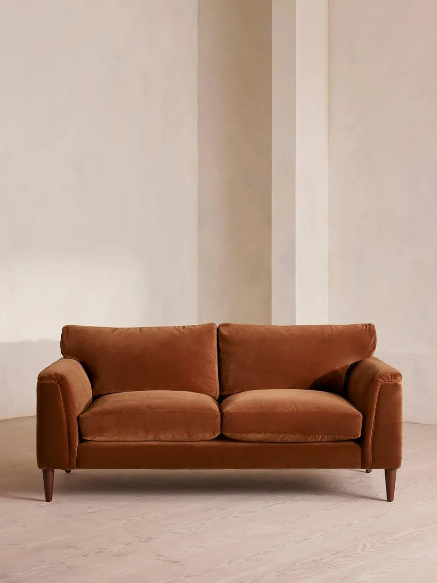 Reya Two Seater Sofa, Velvet, Cinnamon