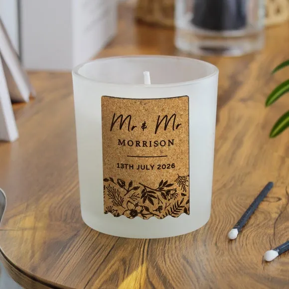 Personalised Wedding Cork Label Candle