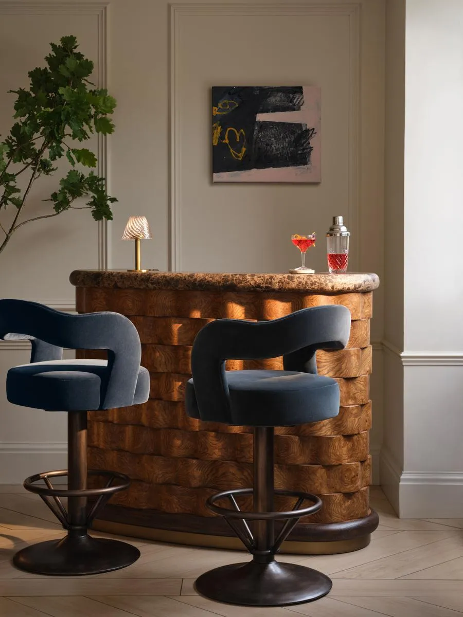 Rory Barstool, Velvet, Grey Blue