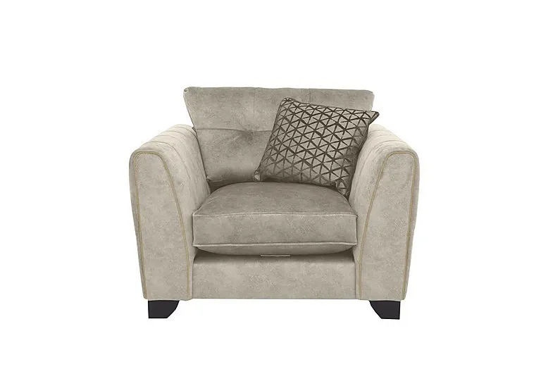 Mariah Classic Back Fabric Armchair with Brass Insert - Dapple Cream with Brass Insert