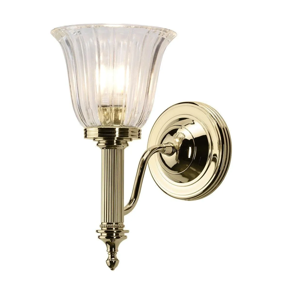 Netlighting Carroll 1 Light Bathroom Wall Light Polished Brass IP44 G9 in Yellow