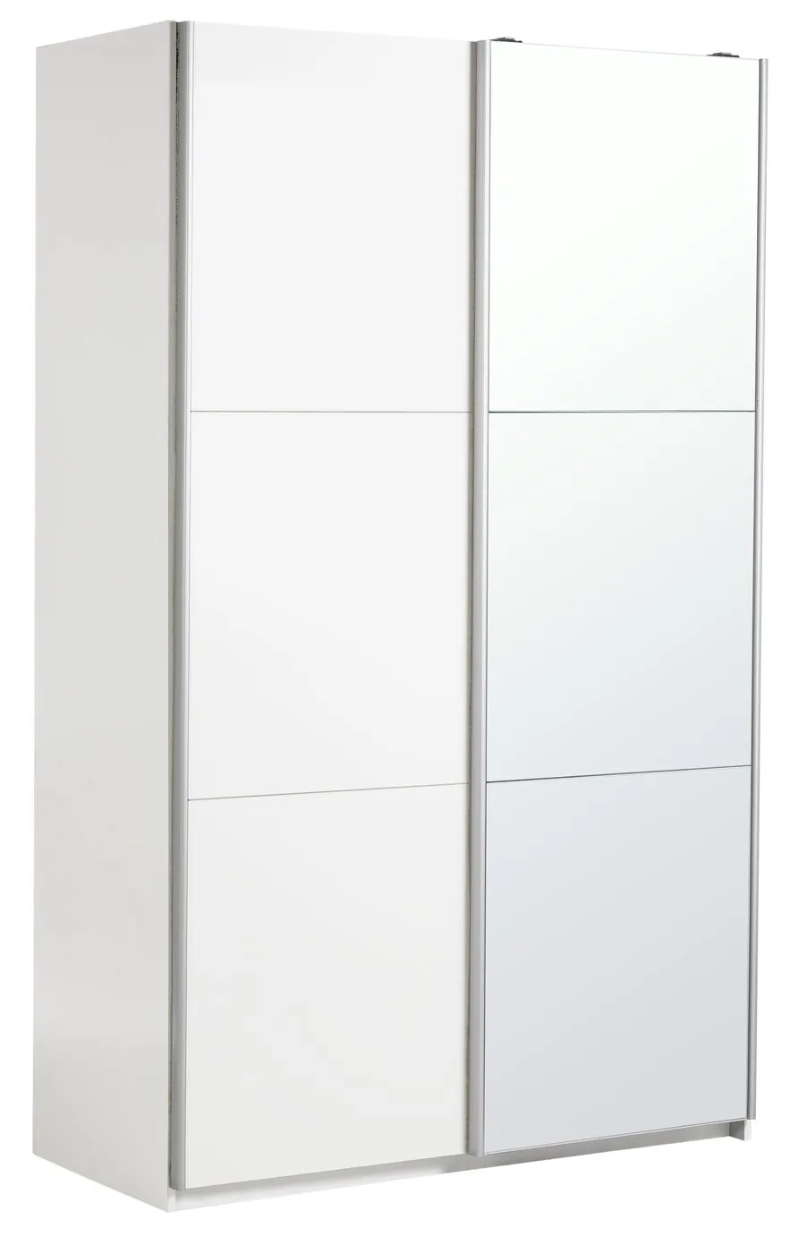 Habitat Holsted Small White Gloss & Mirror Wardrobe