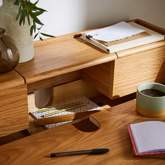 Knowle Compact Pull Out Oak Desk 6