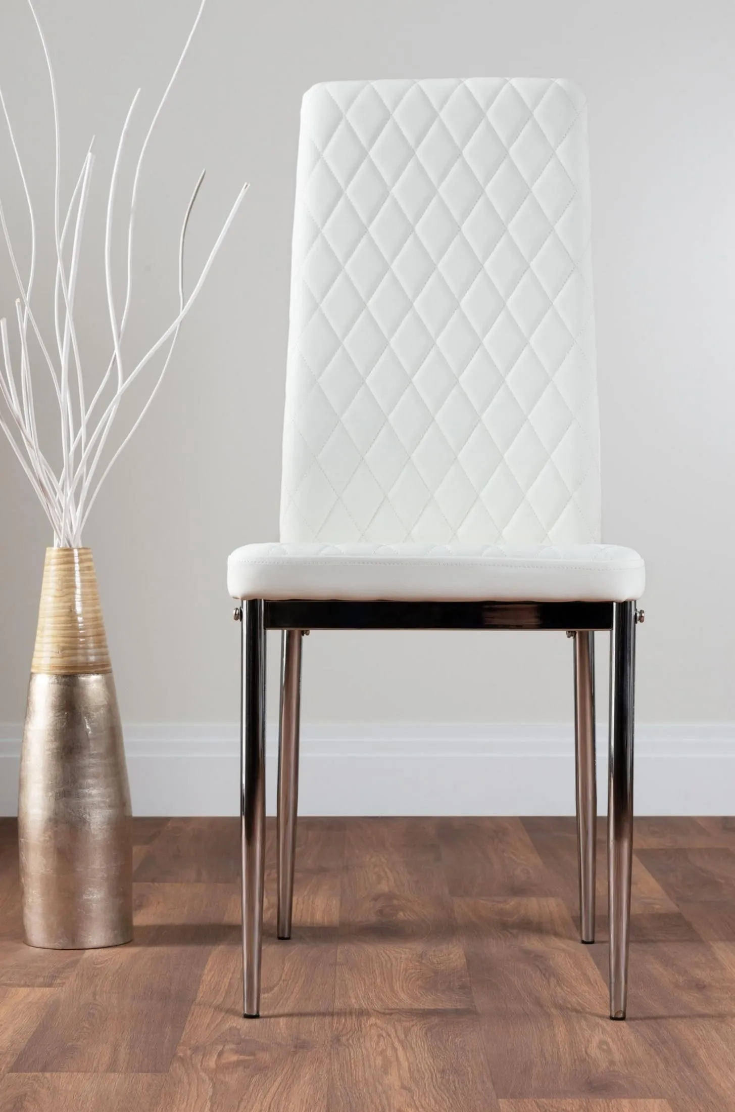FurnitureboxUK Giovani 6-Seater Grey Glass Dining Table & 6 Milan Faux Leather Dining Chairs in White 6