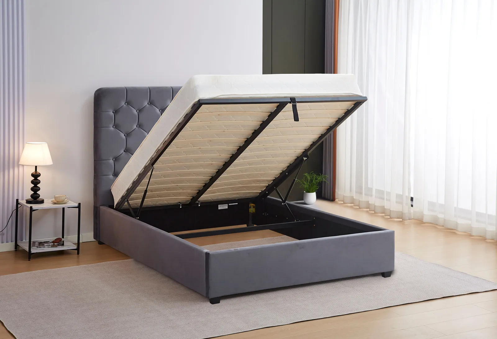 Seconique Madison Ottoman 4'6" Bed (Double) in Grey 2