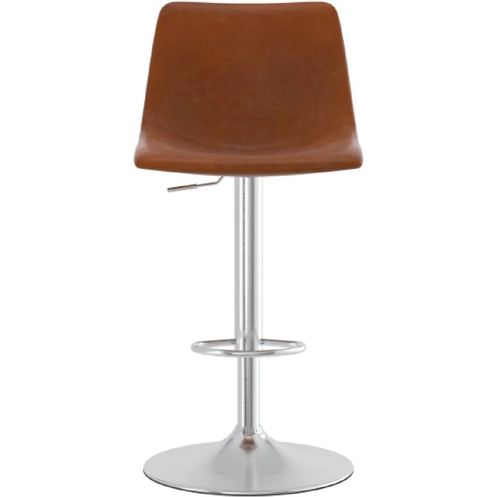 netfurniture Savo brushed chrome kitchen breakfast bar stools tan 2