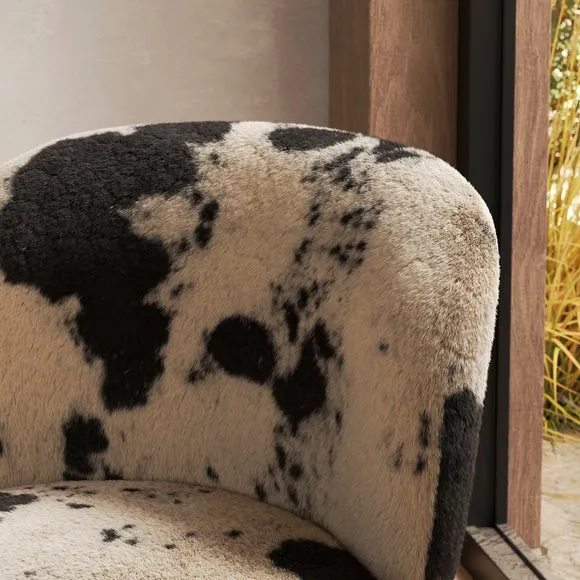 Elsie Cow Print Faux Fur Cocktail Chair 3