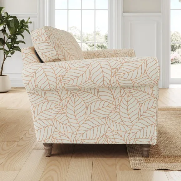Flori Woven Leaf Fabric 3 Seater Sofa 2