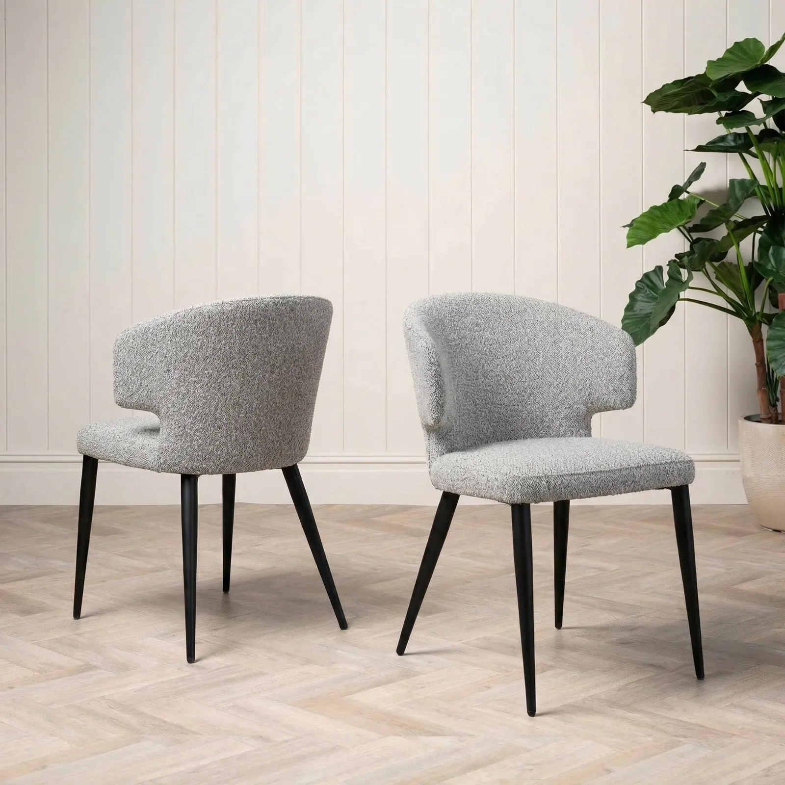 Pernu Dining Chair, Grey Boucle | Barker & Stonehouse
