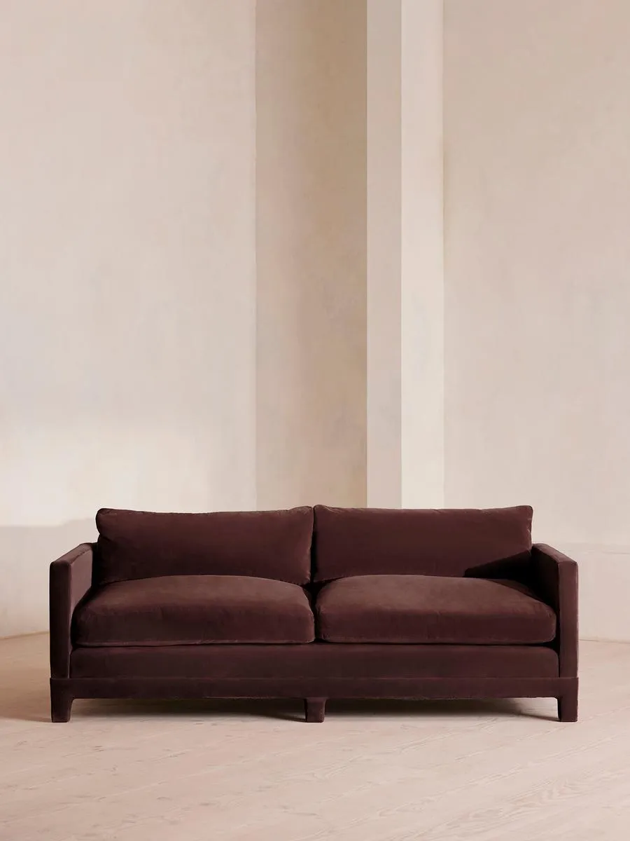 Ashford Three Seater Sofa, Velvet, Aubergine
