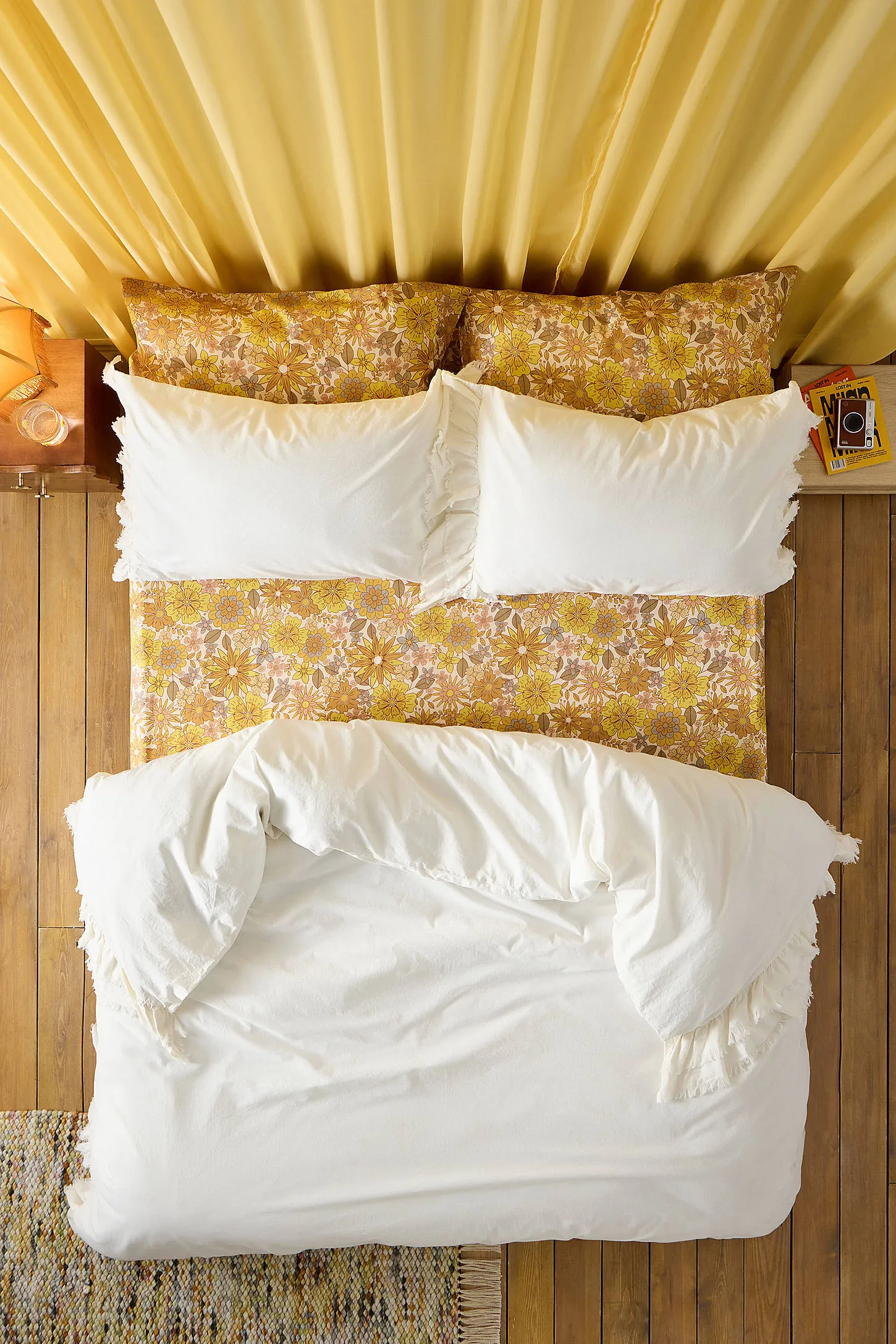 Double Ruffle Duvet Set - White 2