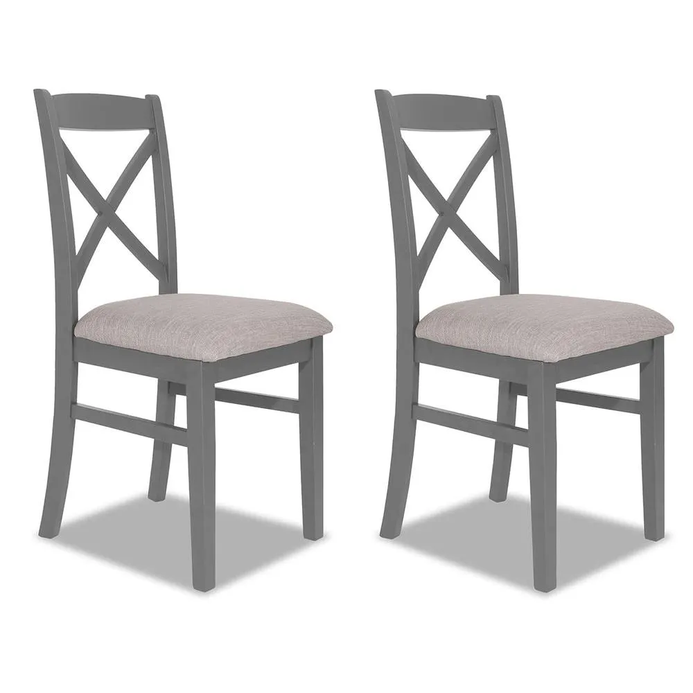 Statement Furniture Florence Crossback Upholstered Seat Chairs Set of 2 in Light Grey 1