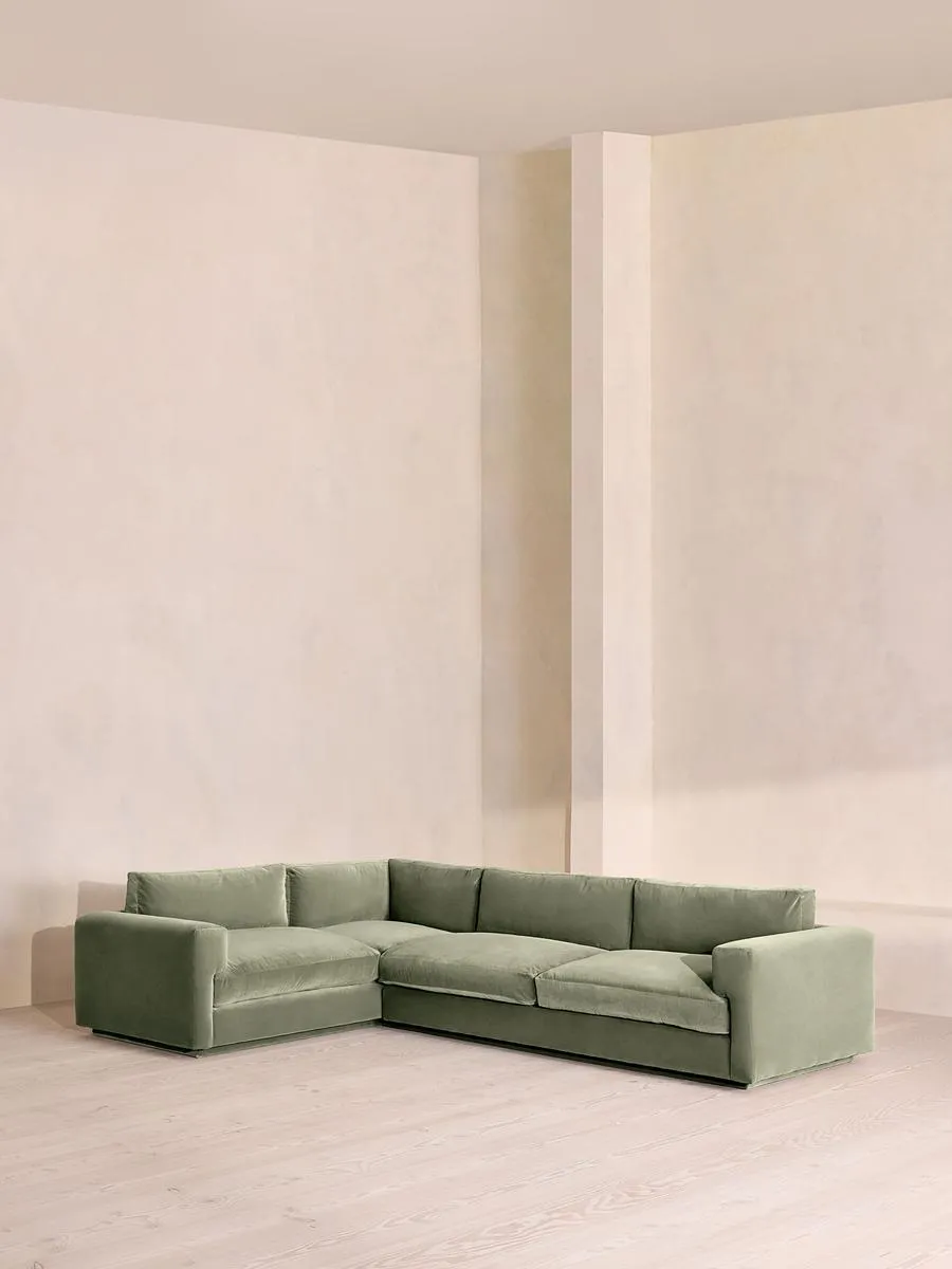Mossley Right L-Shape Sofa, Velvet, Seafoam
