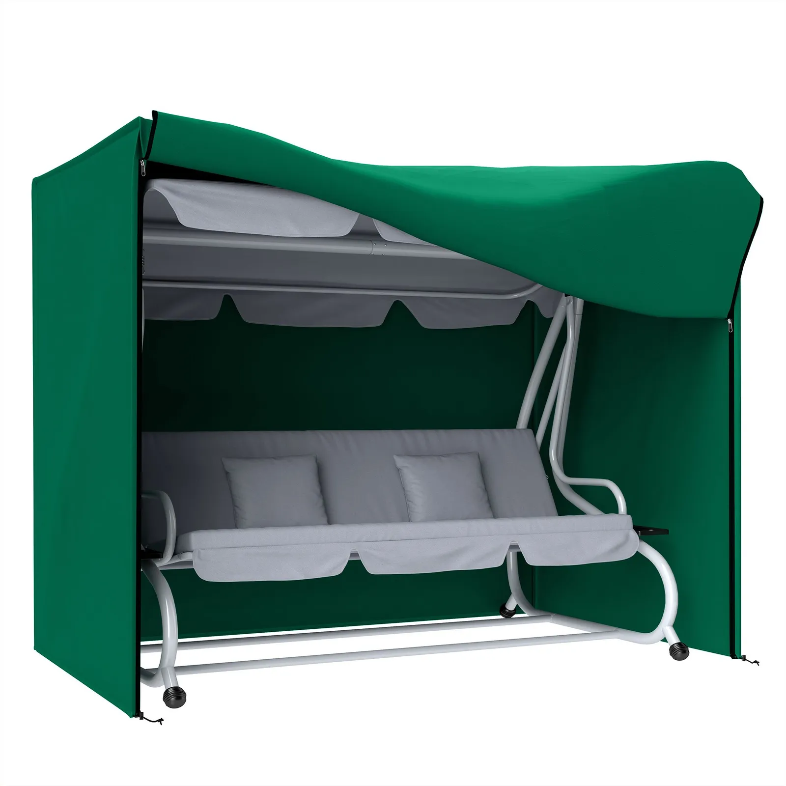 OUTSUNNY 3 Seater Garden Swing Cover, Windproof & Anti-UV, Green 2