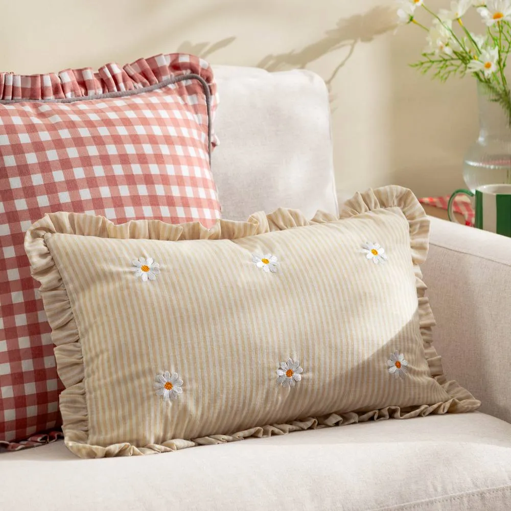 Furn Les Fleurs Embroidered Ruffle Cushion