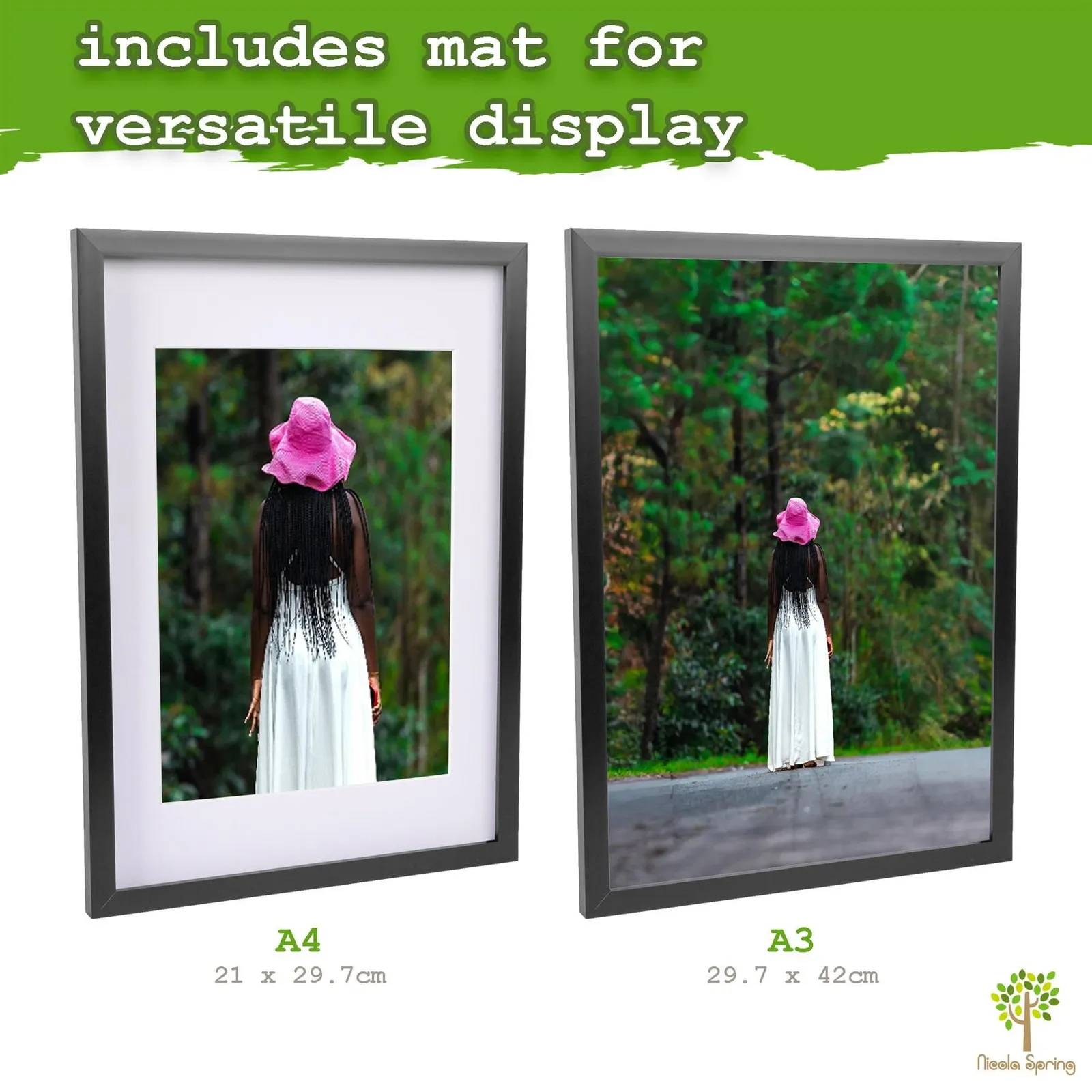 Nicola Spring 3x Photo Frame with White A4 Mount - A3 (12" x 17") Picture Display in Grey 3