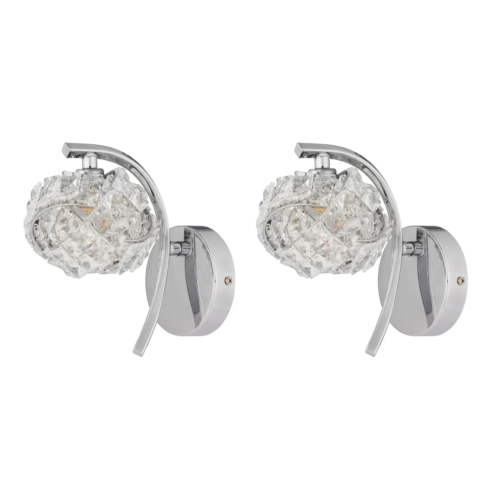 Cecilie Glass Wall Light Twin Pack Chrome