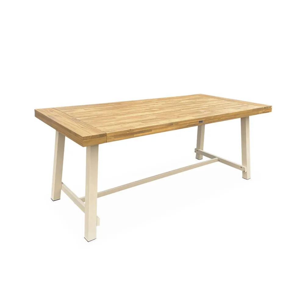 sweeek Acacia wood & steel table, indoor/outdoor in Light Brown 2