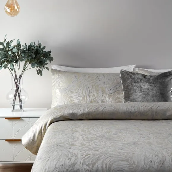 Paoletti Marble Oyster Duvet Cover & Pillowcase Set 3