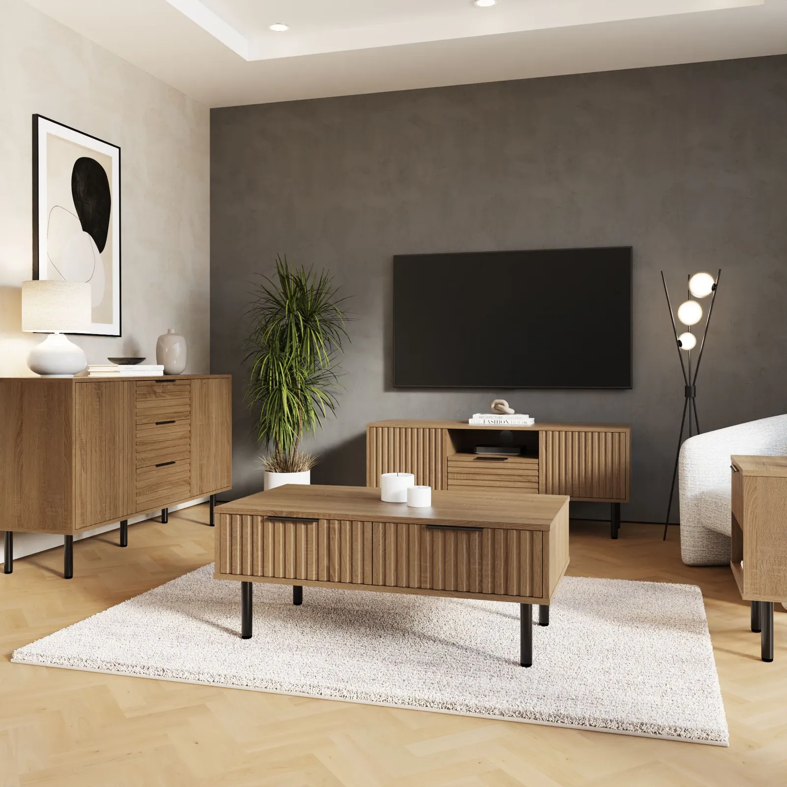 GFW Nervata TV Unit in Light Oak 6