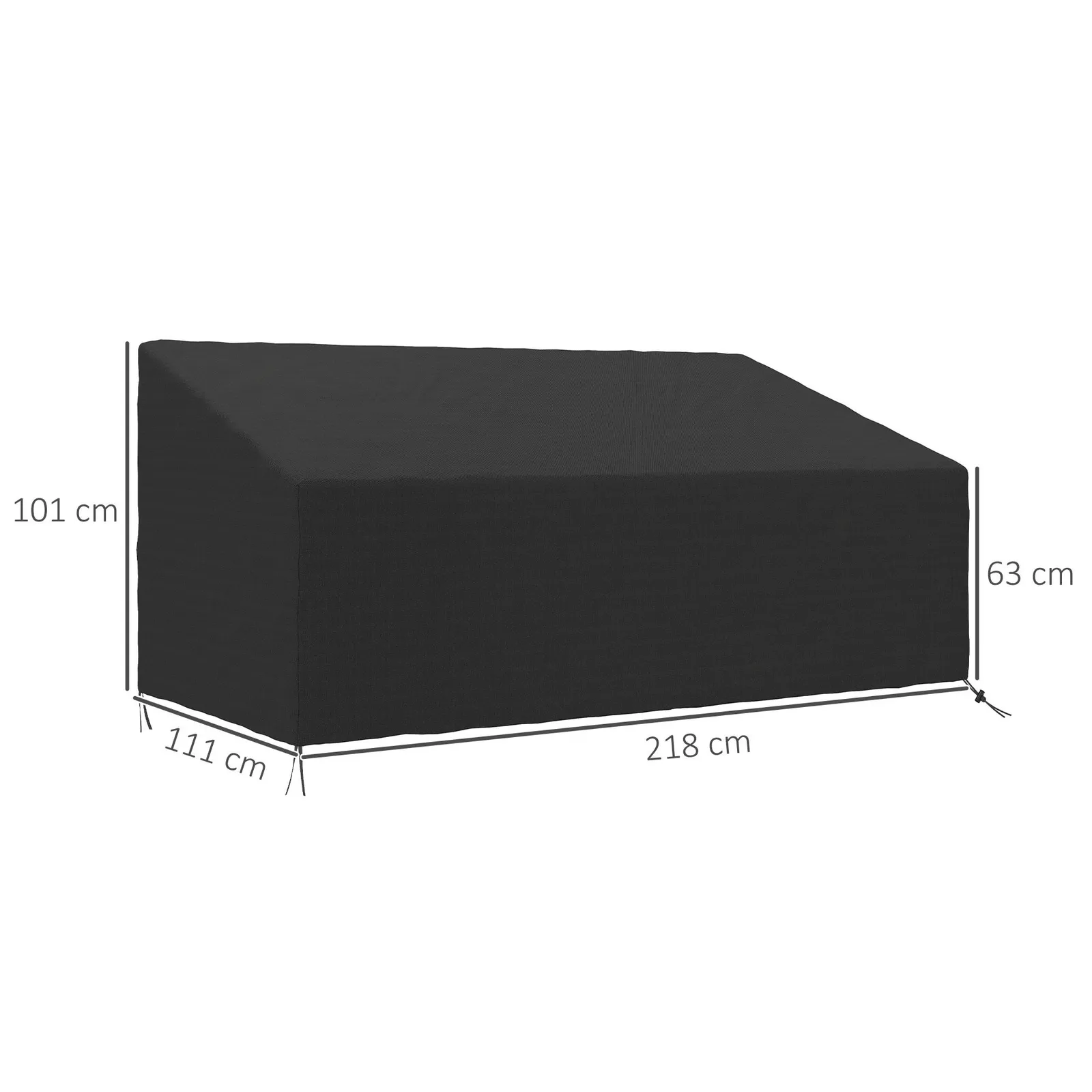 OUTSUNNY 3 Seater Rain Cover Garden Sofa Chair Bench Protector 218x111x101cm in Black 3