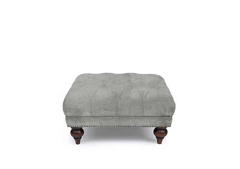 Shackleton Fabric Square Footstool with Turned Feet - Doves Tale