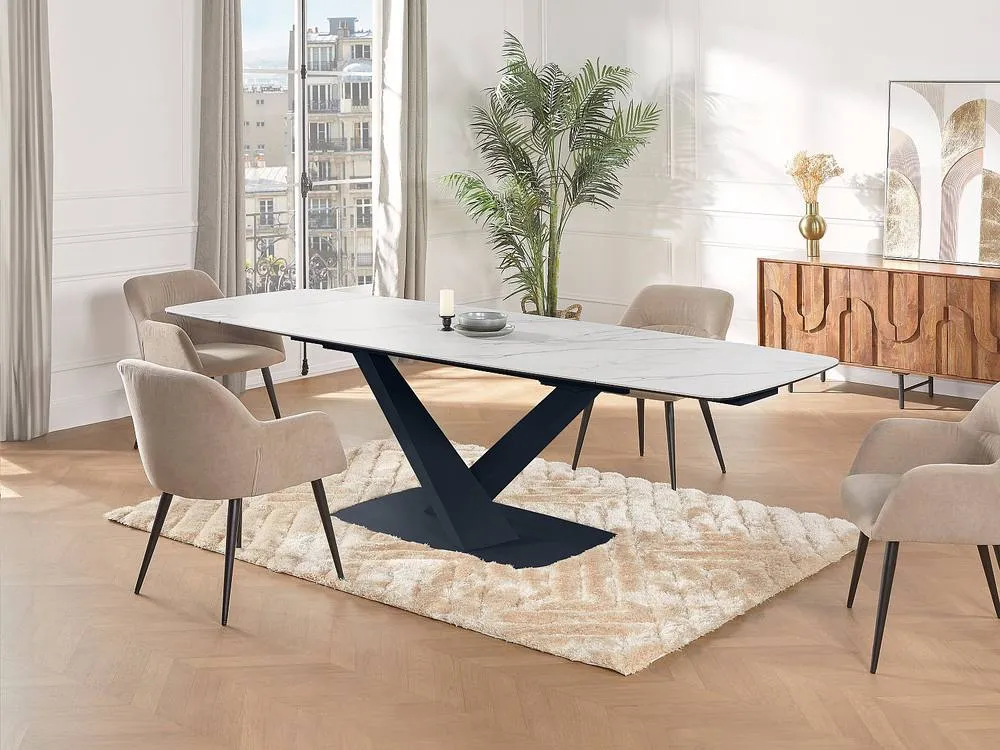 Vente-unique 6 - 10 Seater Extendable Dining Table - Ceramic & Metal - White and in Black 6