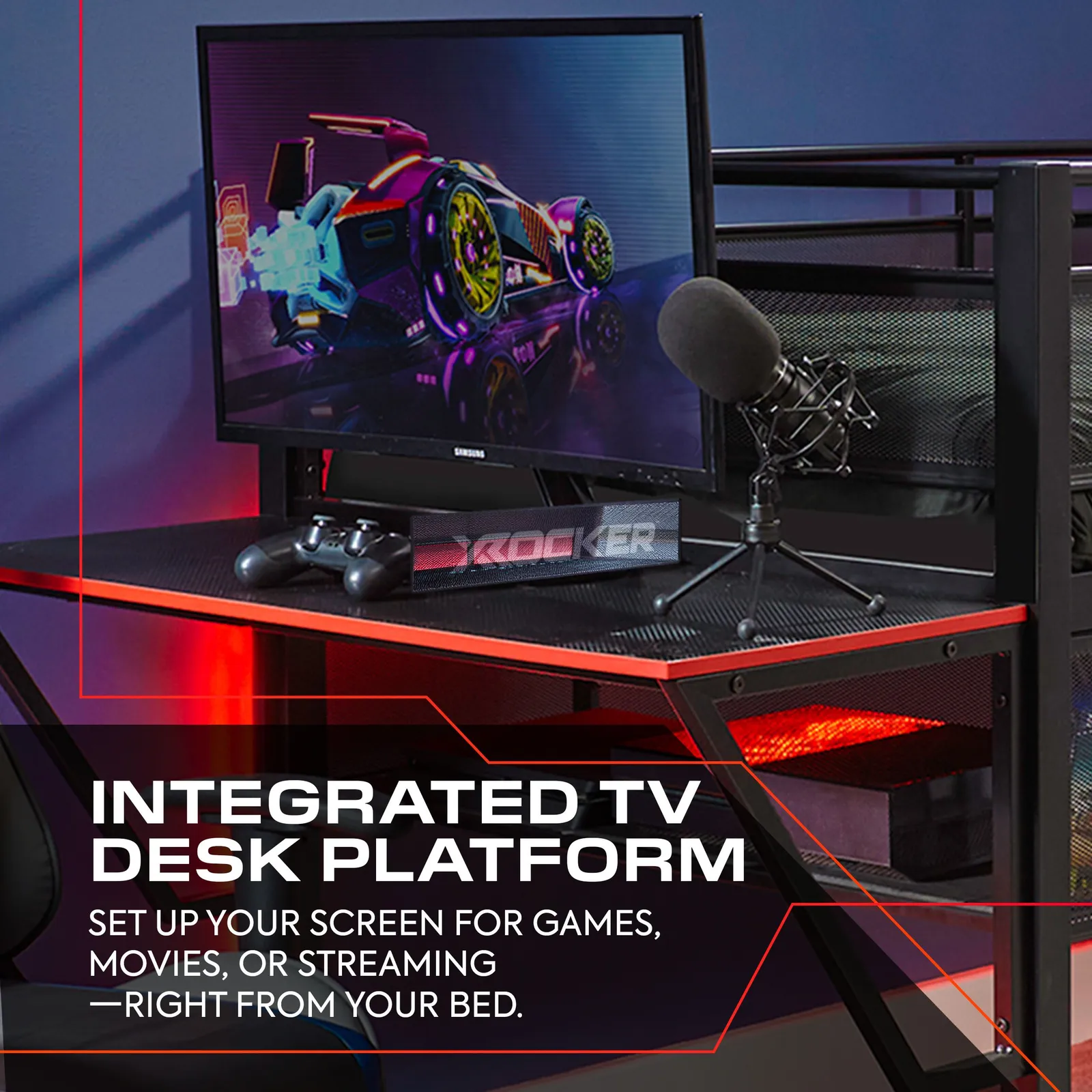 X Rocker Sanctum Mid Sleeper Bunk Bed with Gaming Desk & Underbed Space in Black 4