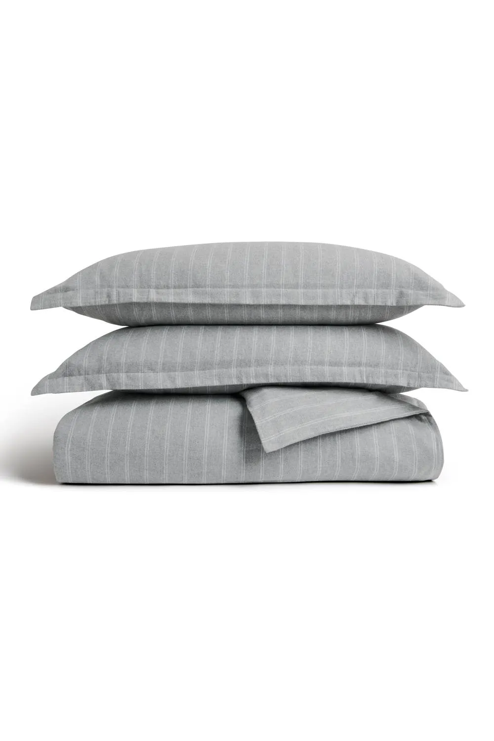 CHRISTY Flannel Stripe 100% Super Soft Brushed Cotton Duvet Sets in Grey 2