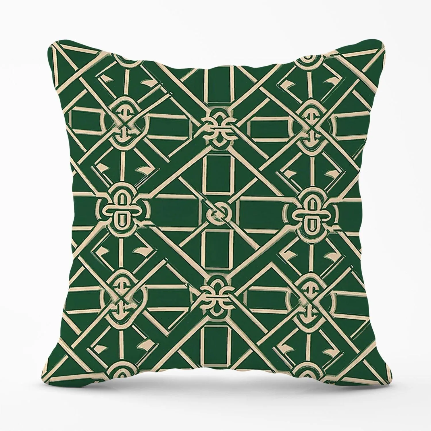 Warren Reed - Designer Green Lattice Design Outdoor Cushion