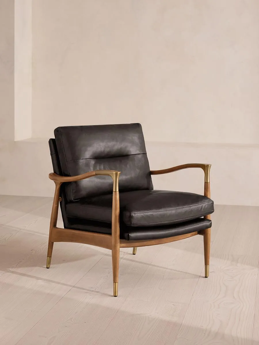 Theodore Oak Armchair, Leather Virtue Black