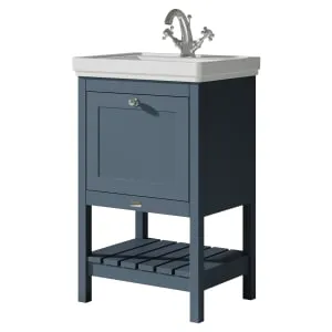 Bayswater Hartleigh Stiffkey Blue Traditional Freestanding Vanity Unit & 1 Tap Hole White Recessed Basin - 500mm 2