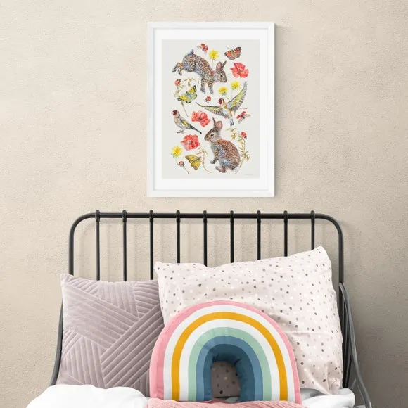 East End Prints Meadow Birds Bunnies And Butterflies Print 1