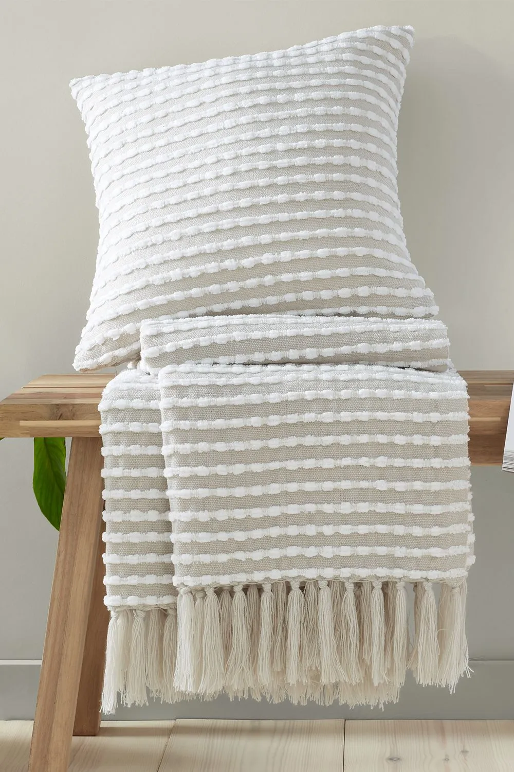 Catherine Lansfield 'Stab Stitch' Cushion in Natural 4