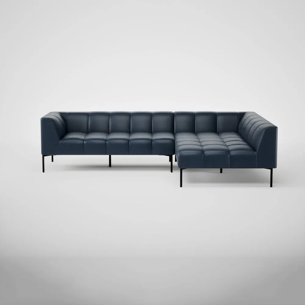 Heal's Quadro Right Hand Facing Chase Sofa Stonewash Leather 279 Black Feet 2