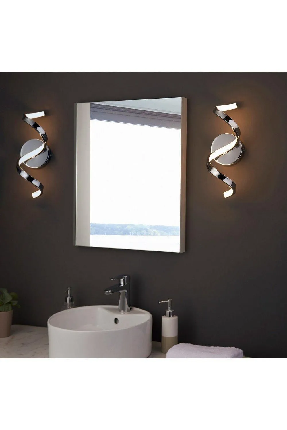 Netlighting Astral Modern Integrated LED Bathroom Wall Light Chrome Warm White IP44 in Grey 3