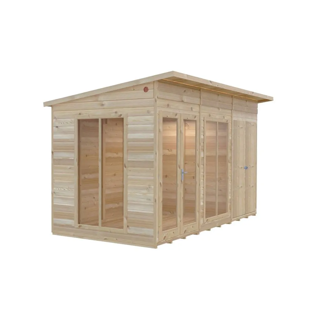 Shires Lela 12x6 Summerhouse including Storage - L185.8 x W357 x H228.4 cm in Light Brown 3